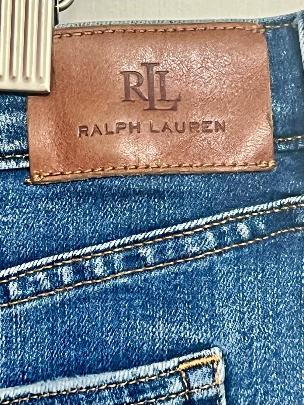 Lauren Ralph Lauren Denim Skirt Size 16 Blue Cotton Blend Pencil Knee Length - Picture 4 of 8